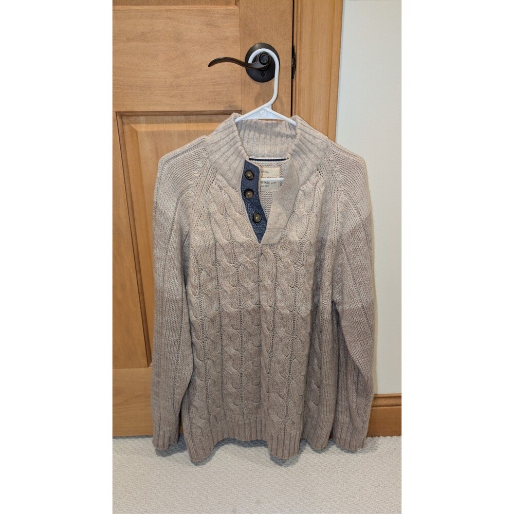 Original Weatherproof Vintage Men's Cable Knit Quarter Button LongSleeve Sweater